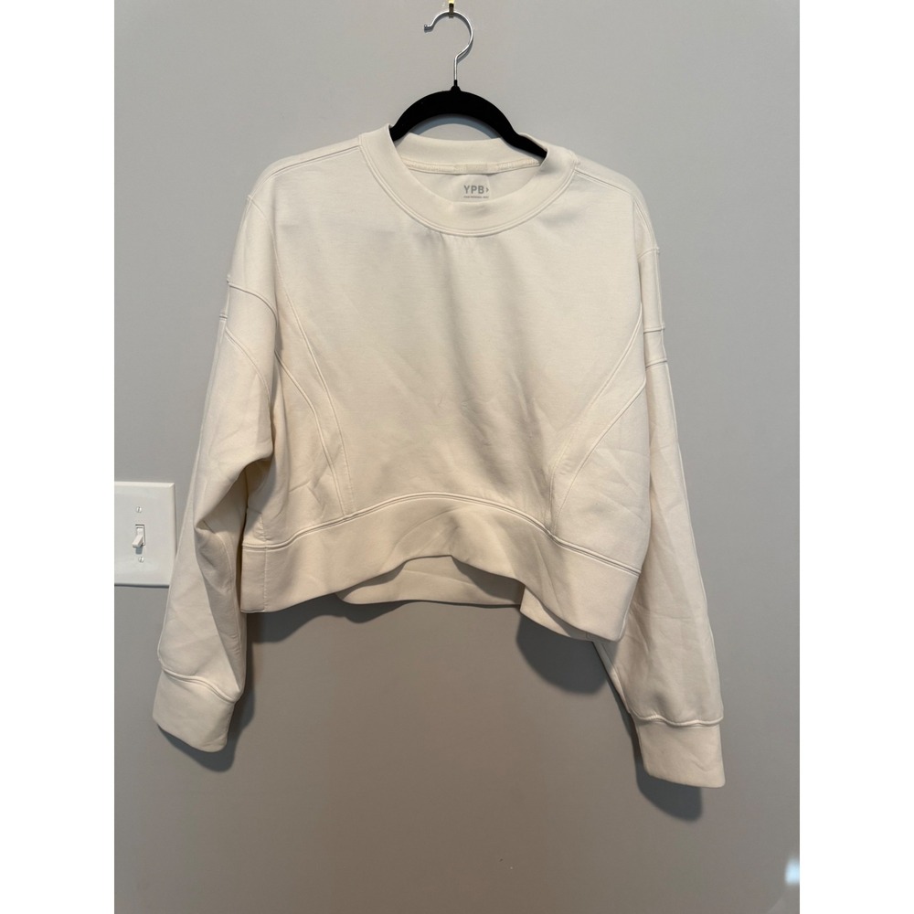 Abercrombie & Fitch YPB neoKNIT Crewneck Sweatshirt Cream White Medium M